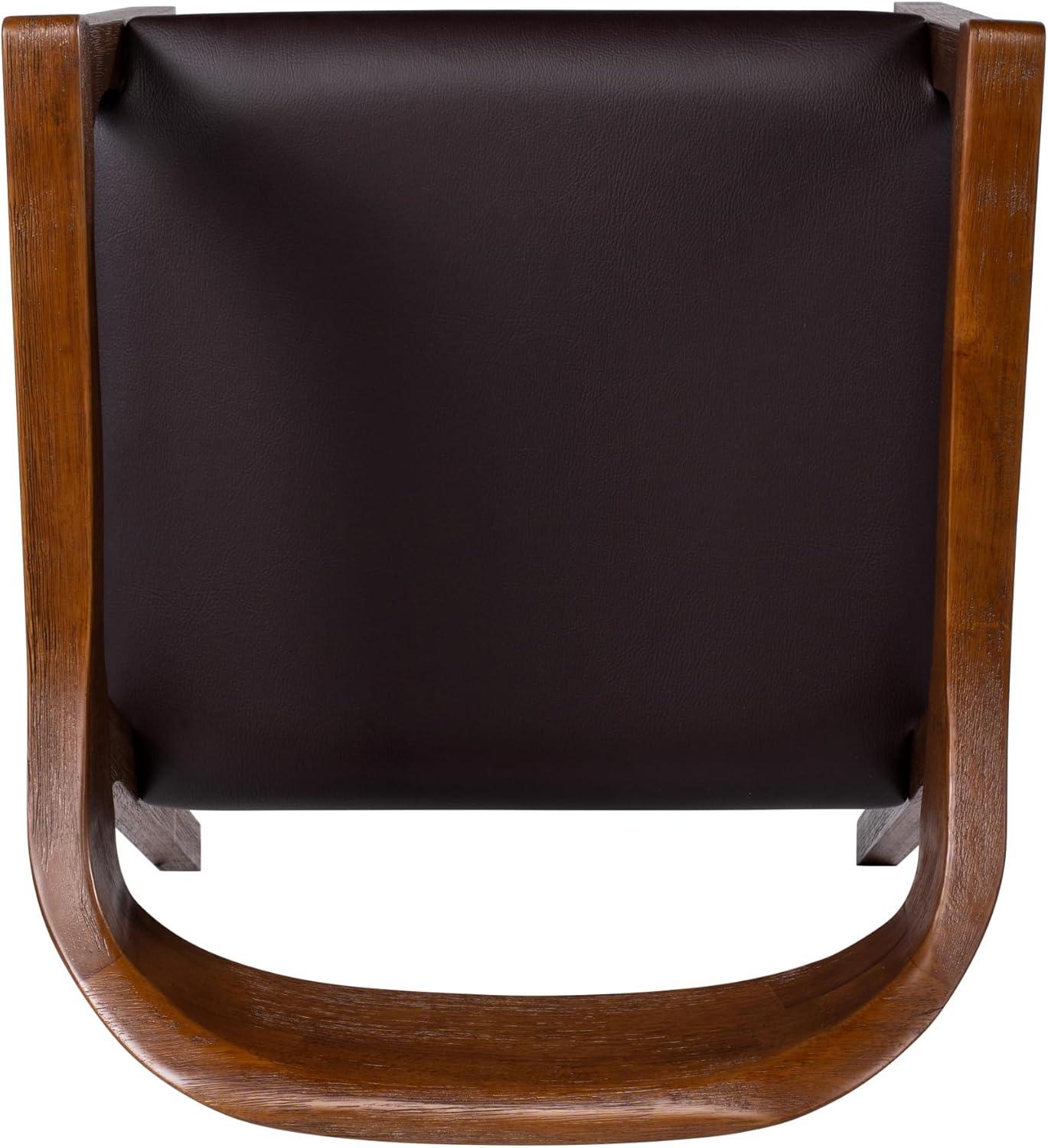 Boraam Rasmus Dining Armchair Chestnut: Upholstered Faux Leather, Mid-Century Modern Style, Wood Frame