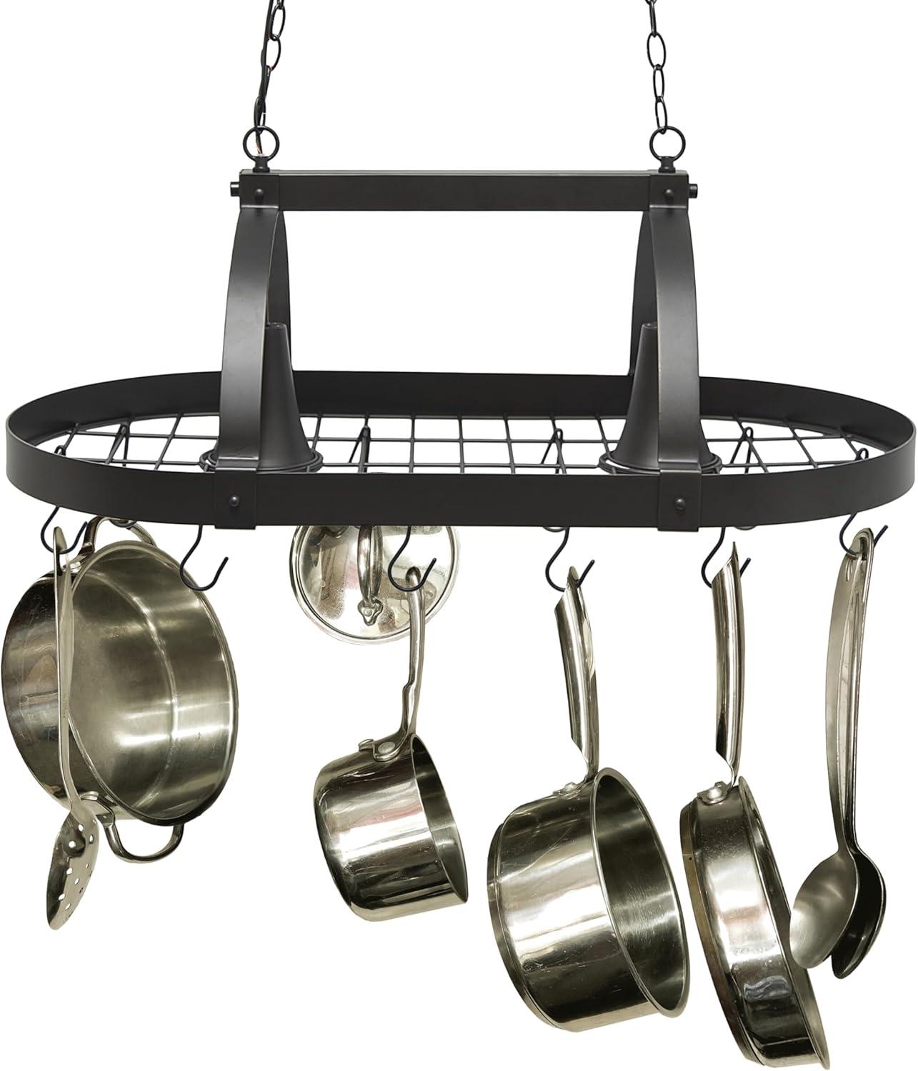 Elegant Designs 2 Light Kitchen Pot Rack with Downlights