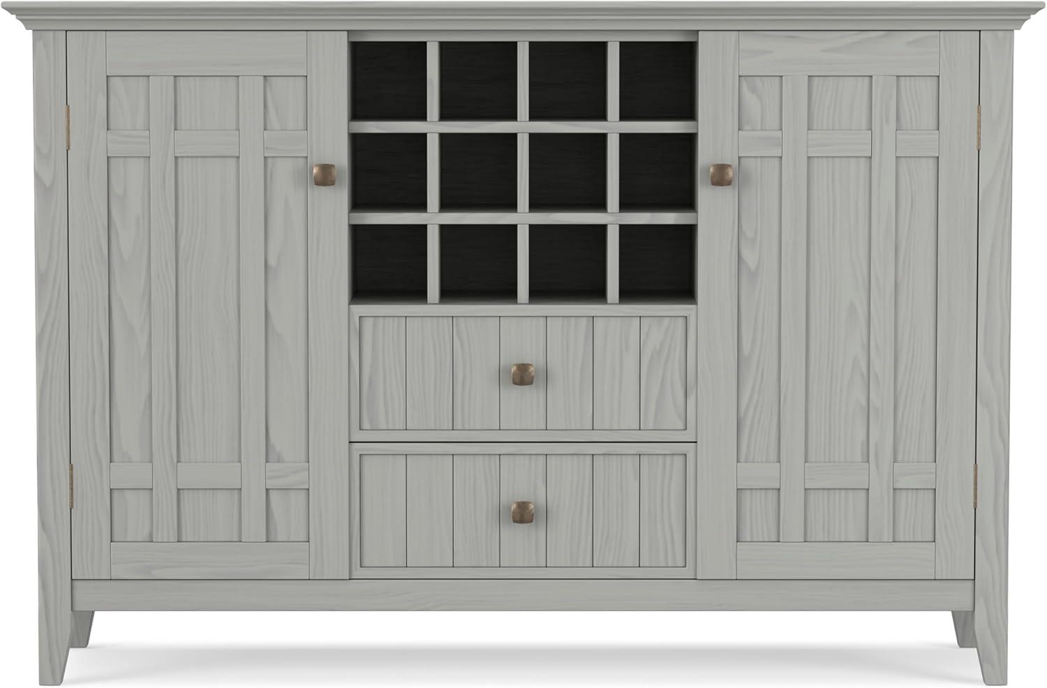 Simpli Home Bedford 54"W Solid Wood Sideboard Buffet and Wine Rack, 2 Drawers, and 2 Cabinets