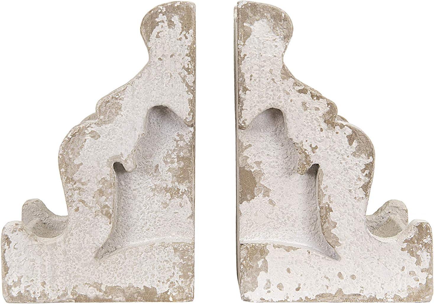 Vintage White Distressed Corbel Bookends - Set of 2