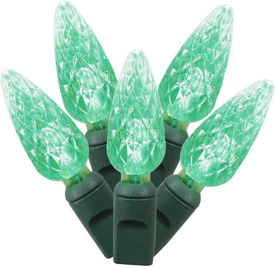 Vickerman 50 Green C6 LED Light on Green Wire, 25' Christmas Single Mold Light Strand