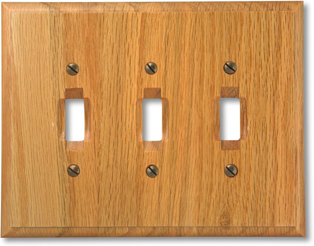 Amerelle 4025TTT Traditional Wallplate, 3 Toggle, Wood, Light Oak , 1-Pack