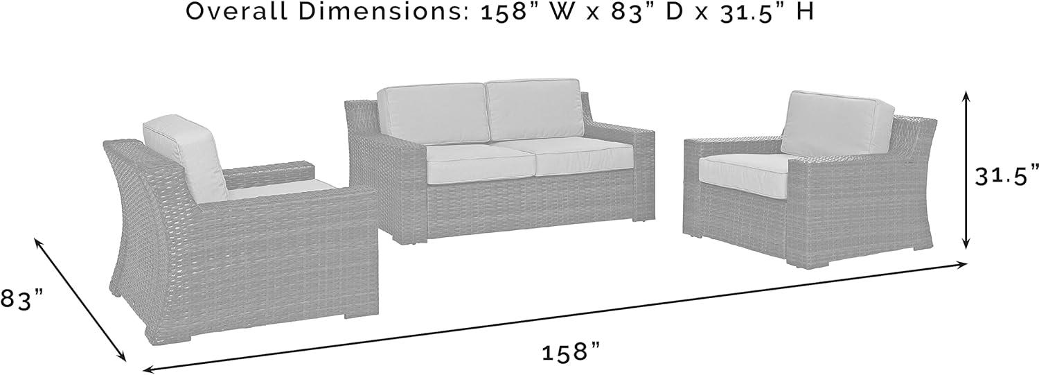 Beaufort 3pc Outdoor Wicker Seating Set with Loveseat & 2 Arm Chairs - Mist - Crosley: Weather-Resistant Patio Ensemble