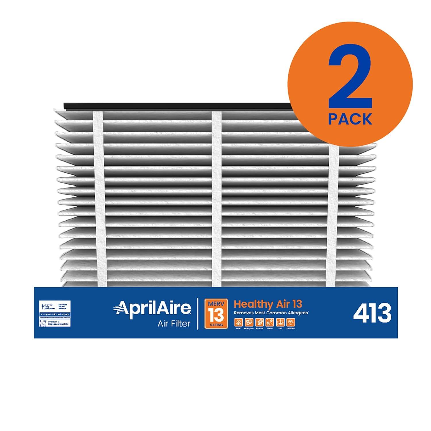 AprilAire 413 Replacement Filter for AprilAire Whole-House Air Purifiers - MERV 13 Healthy Home Allergy Filter (Pack of 2)