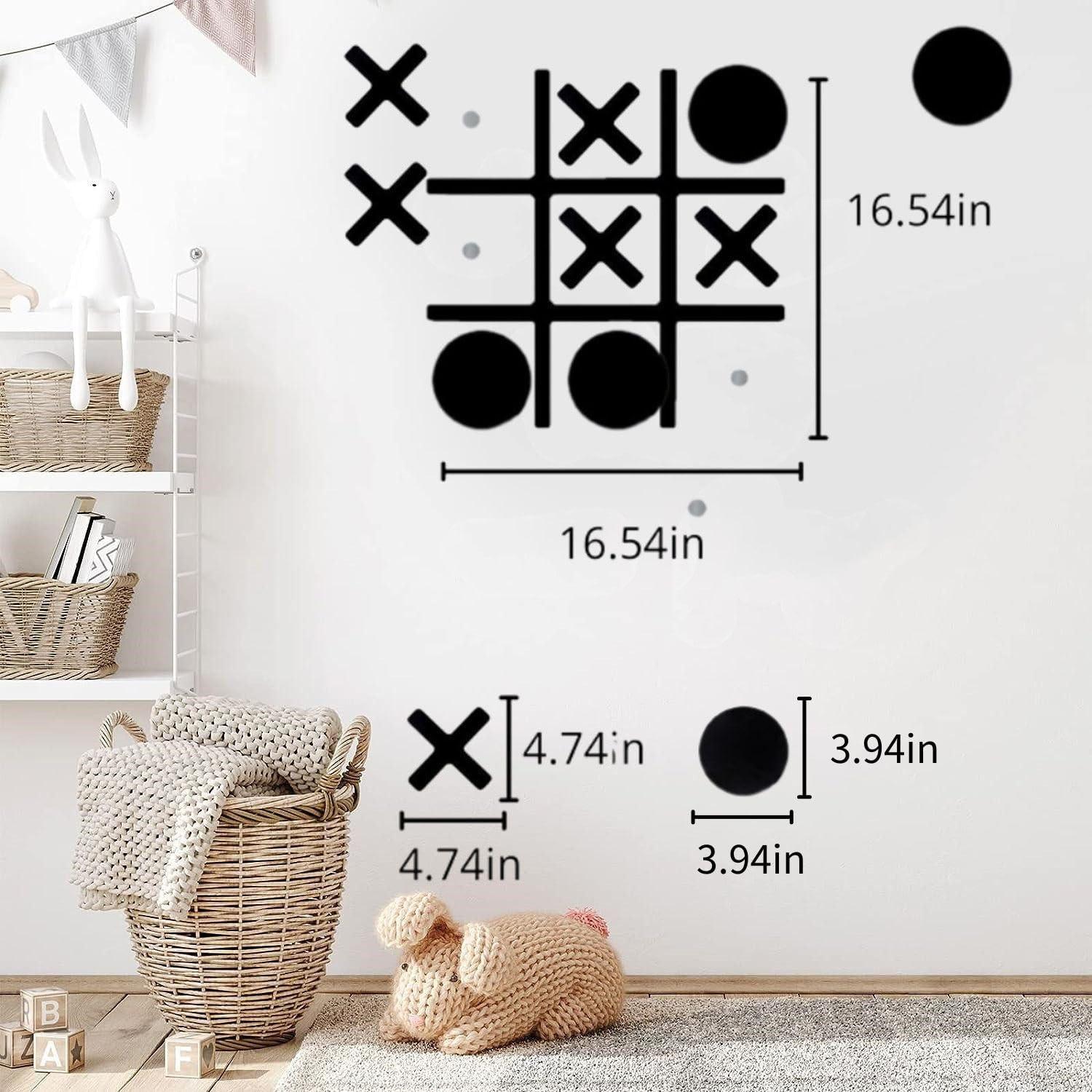 Black Magnetic Tic Tac Toe Wall-Mount Game for Kids and Adults