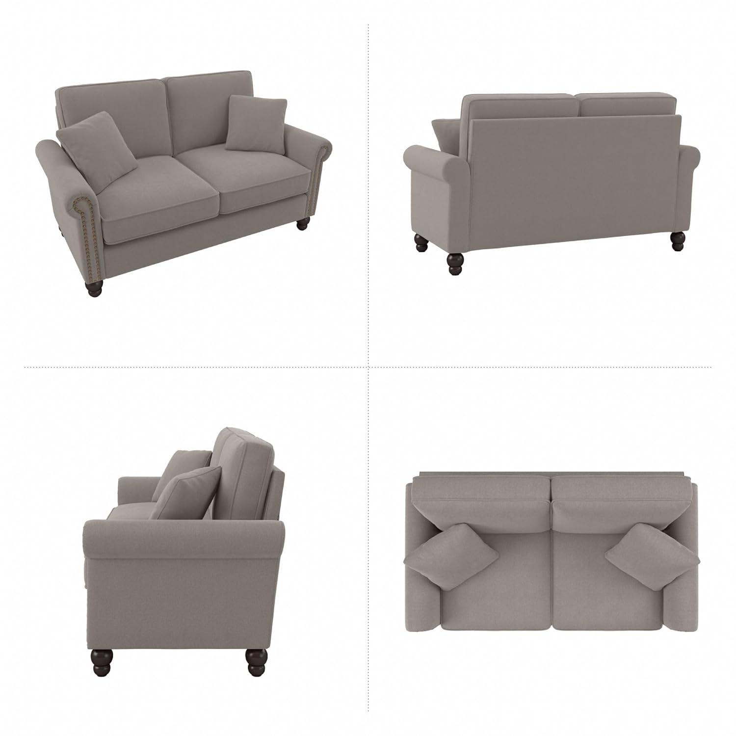 Coventry 85W Large Living Room Sofa in Charcoal Gray Herringbone Fabric