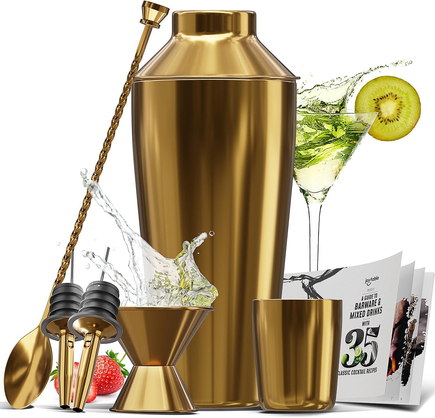 Gold Stainless Steel Cocktail Shaker Set with Bar Tools