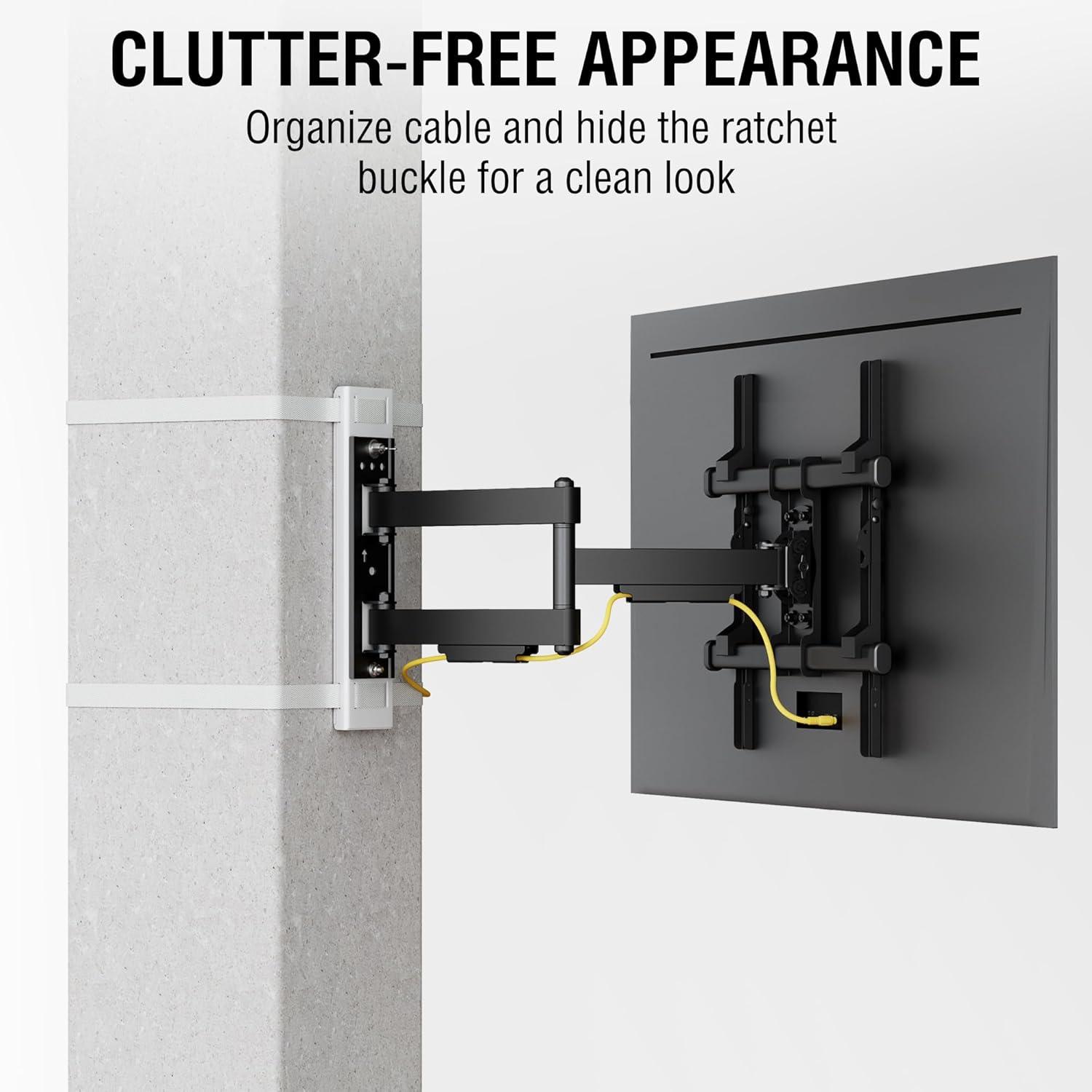 Condo Mounts CondoMounts NO Drill Full Motion Pillar TV Mount,Holds 80lbs,Fits 8" & Wider