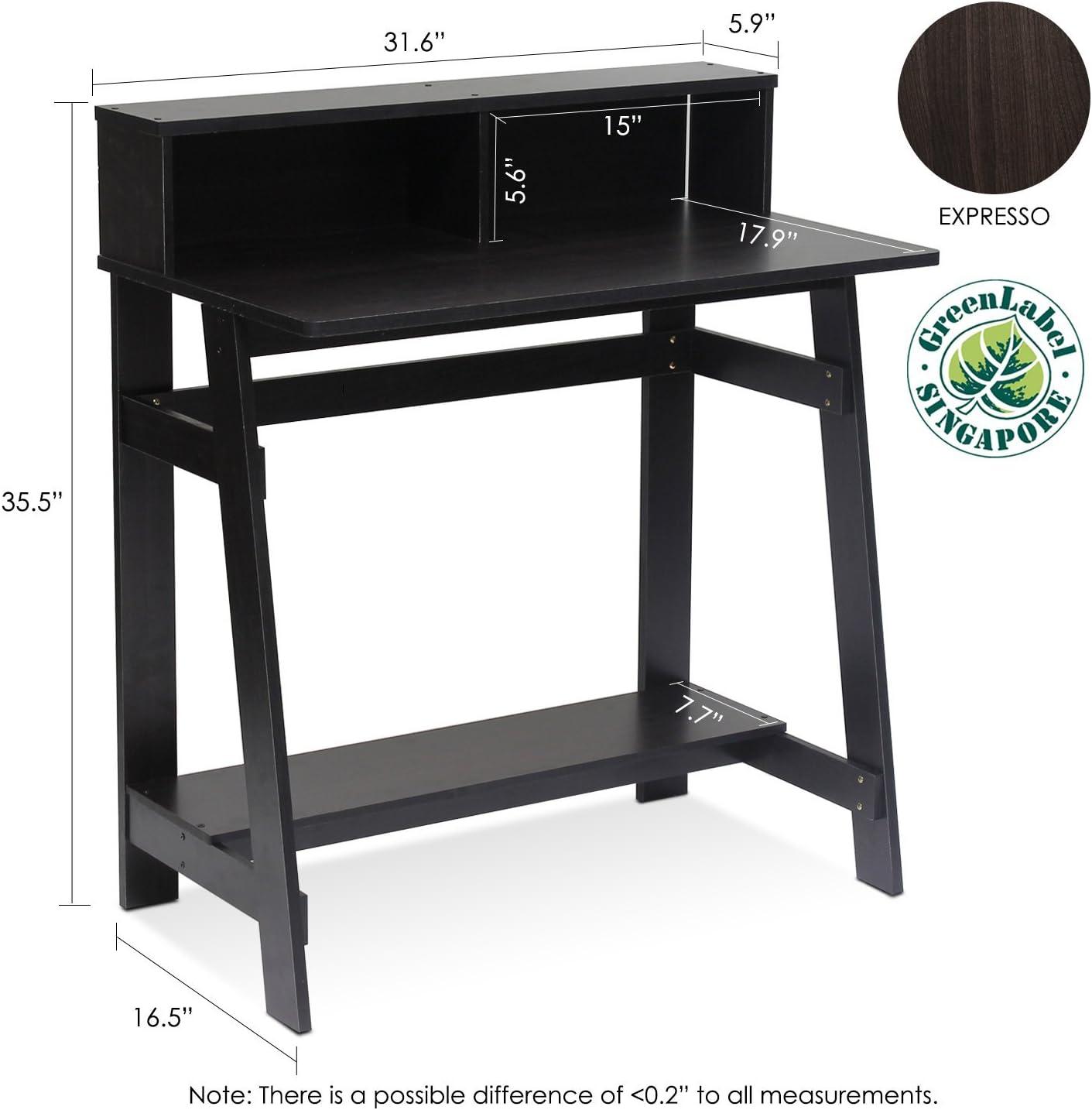 Espresso A-Frame Computer Desk with Hutch and Drawer