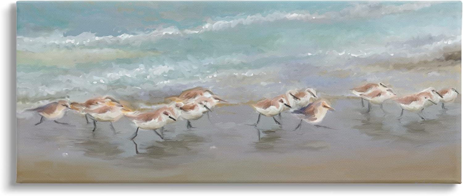 Stupell Industries " Sandpiper Flock Shoreline Splashing " by Rick Novak Painting Print