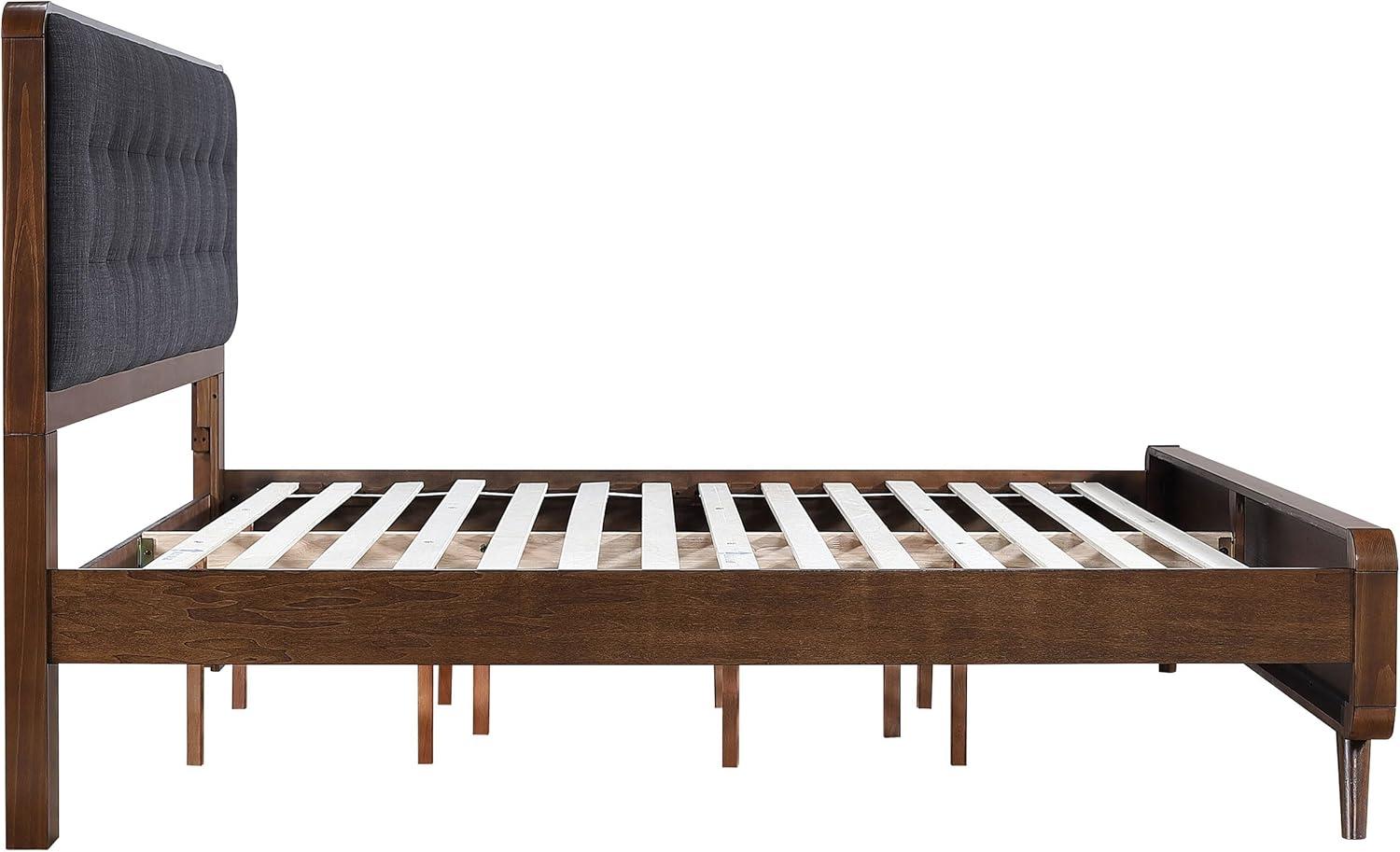 Robyn Eastern King Bed with Upholstered Headboard Dark Walnut