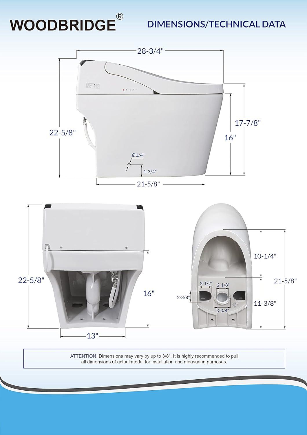 Auto Open/Close Smart Bidet Toilet with Built-in Tank, ADA Height, Auto/Blackout Flush, Heated Seat