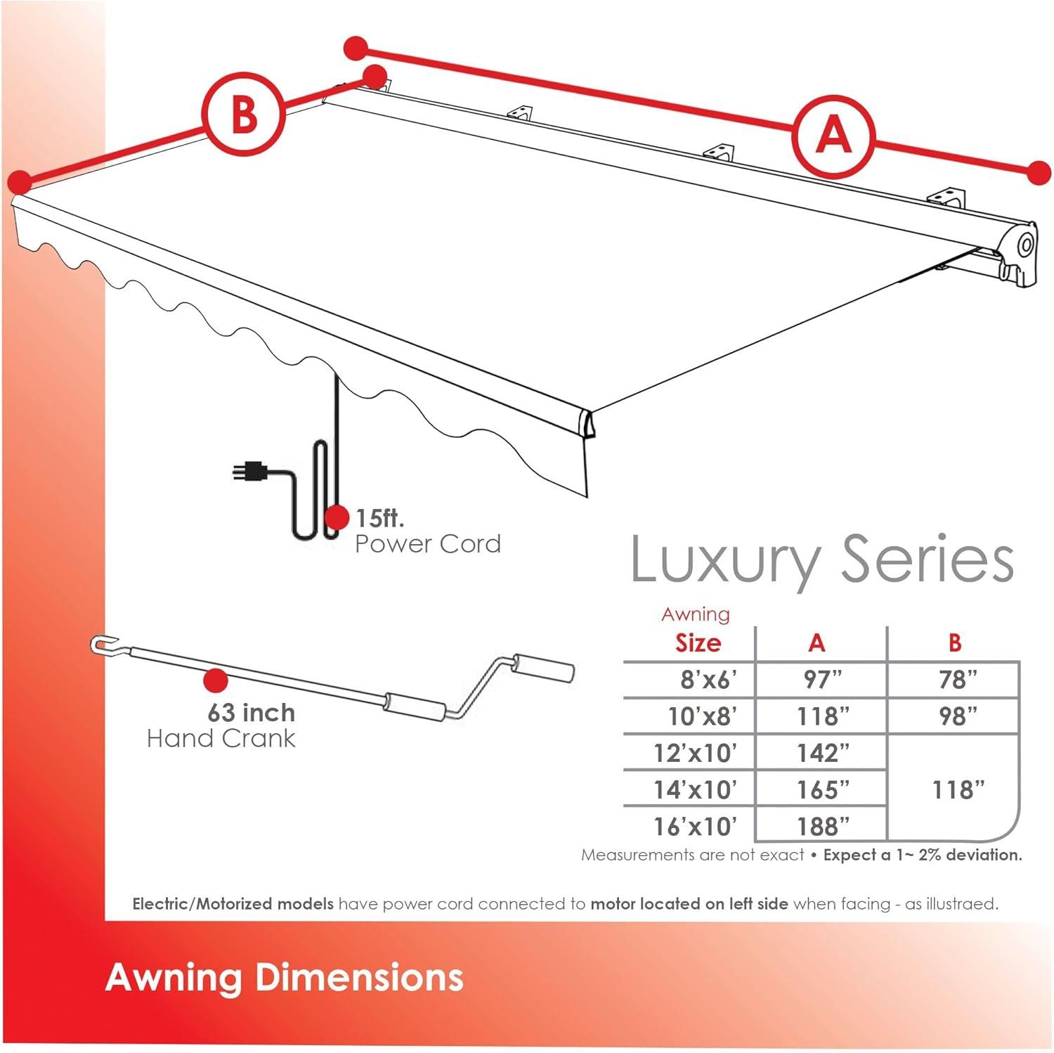 12 ft Beige Electric Retractable Patio Awning with Remote and Aluminum Frame