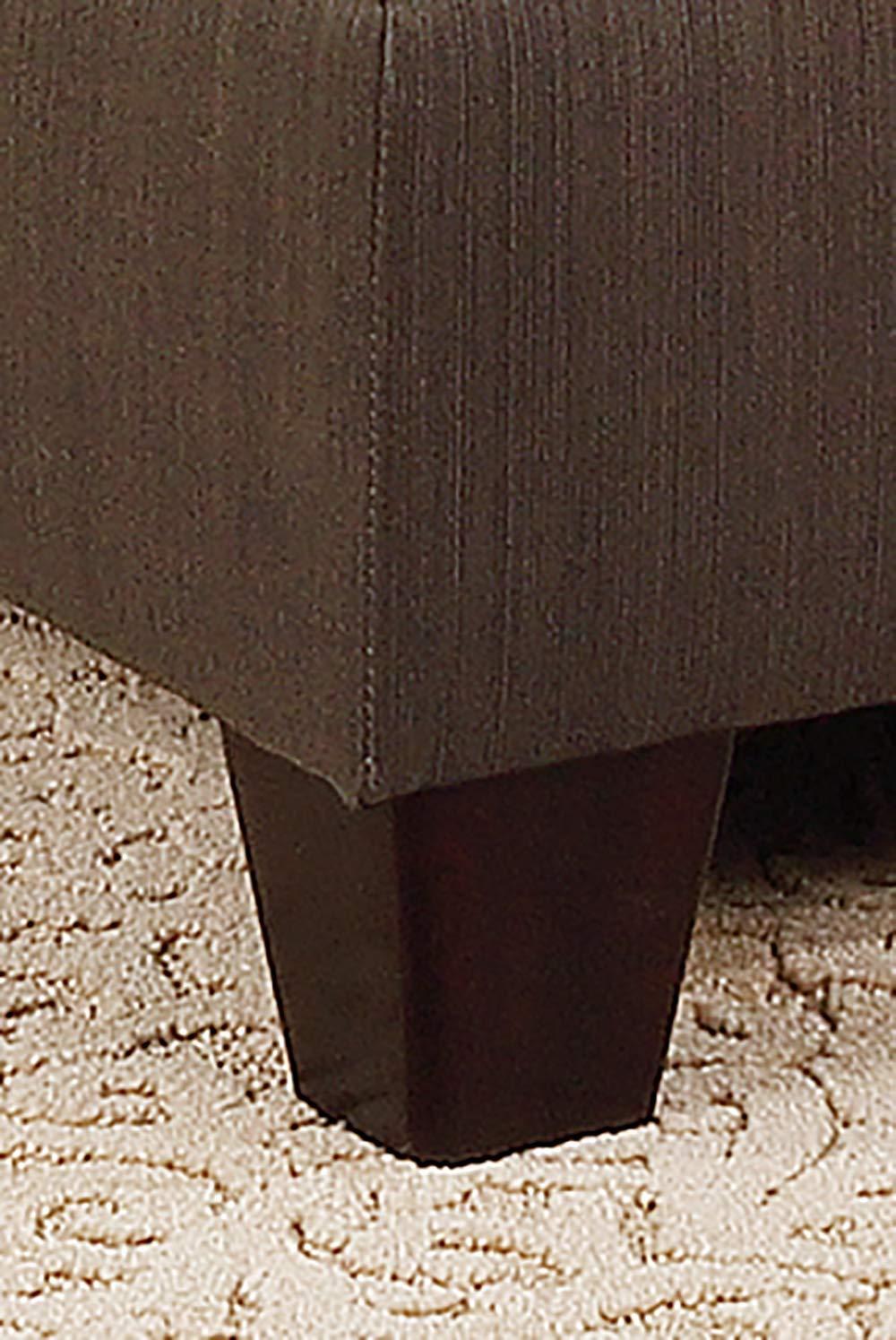 Poundex Fabric 3 Piece Sectional Sofa Set with Ottoman in Black Coffee