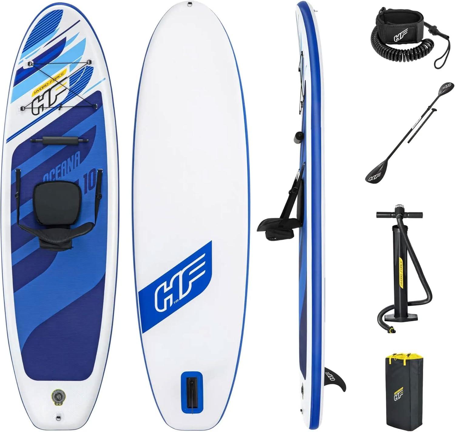 Bestway Hydro-Force Inflatable Stand Up Paddle Board and Kayak Water Sports Set with Paddle, Hand Pump, Coiled Leash, and Storage