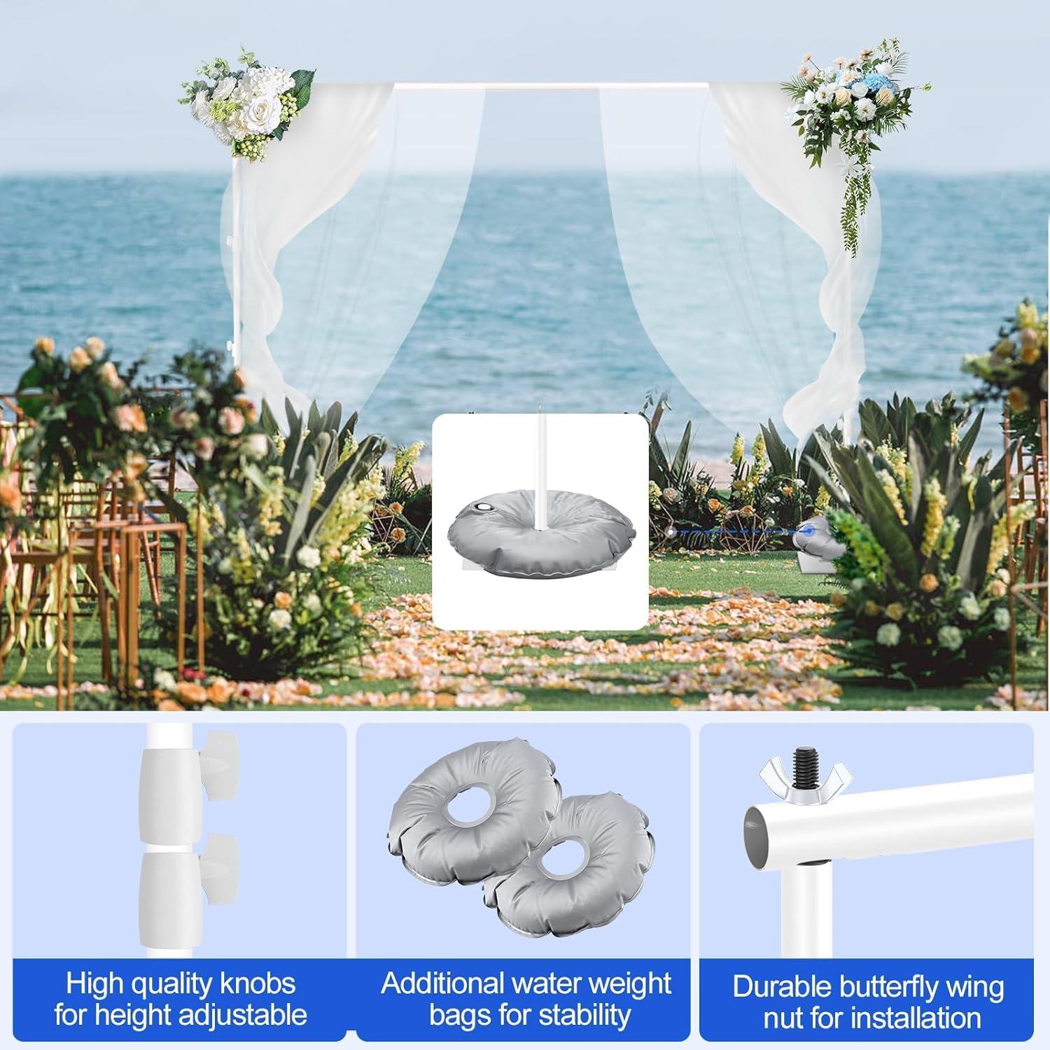 EMART Backdrop Stand, 6.5x10 ft Adjustable Photo Background Pipe and Drape Photography Kit with Heavy Duty Metal Flat Base for Parties, Wedding, Video Studio, Birthday - White