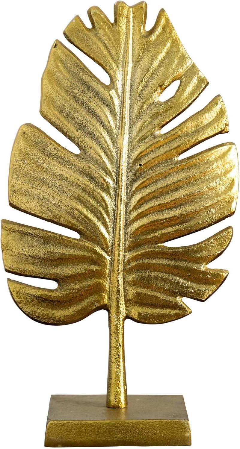 15.5" Gold Aluminum Leaf Botanic-Inspired Statue