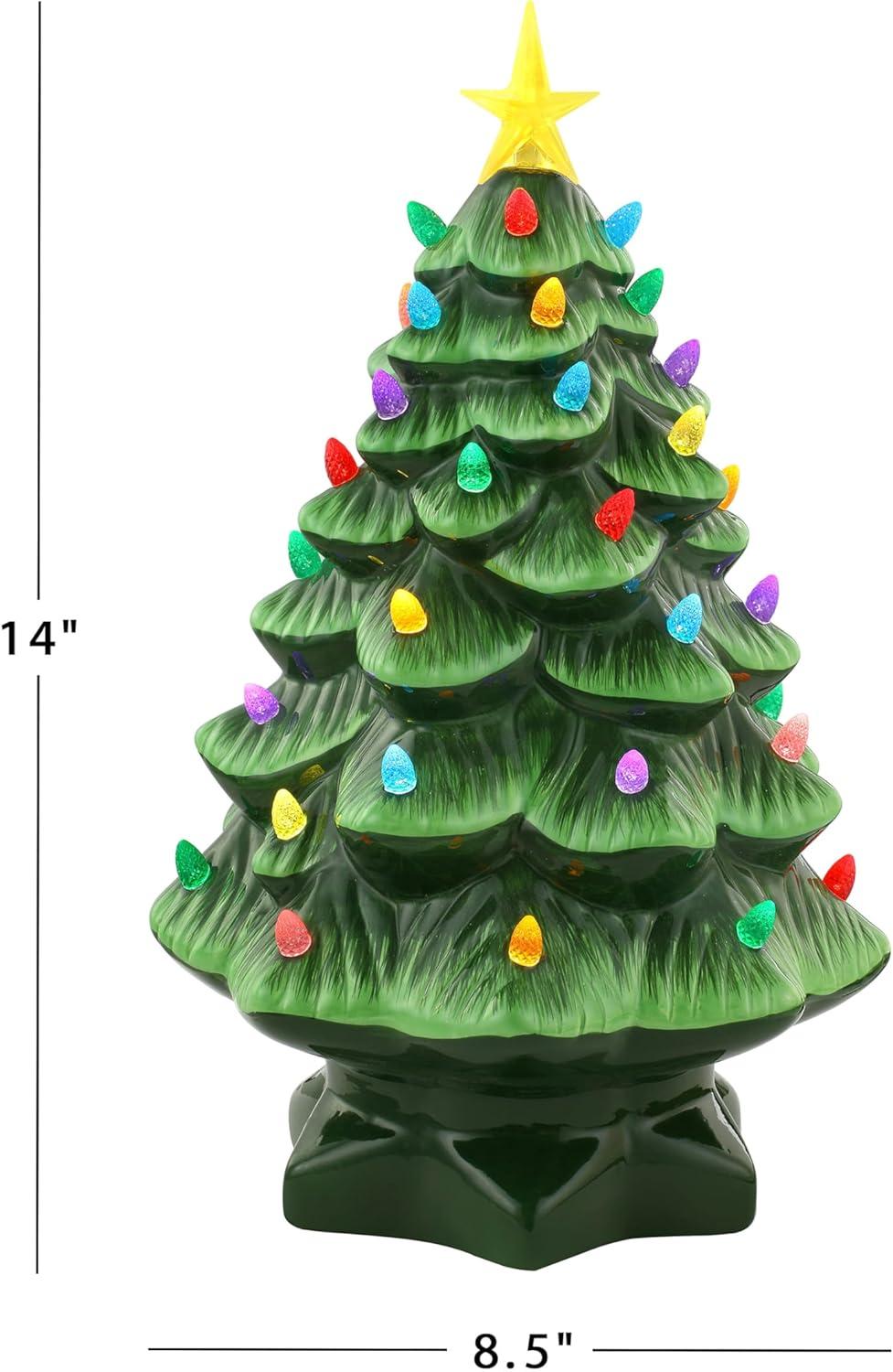 Mr. Christmas Nostalgic Ceramic LED Christmas Tree - 14" - Green