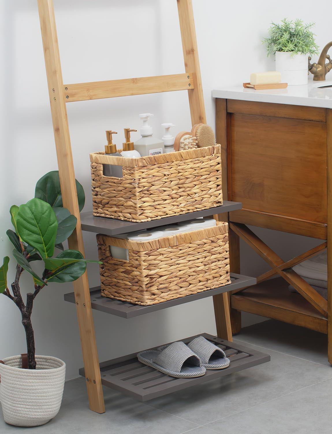 Natural Wicker Rectangular Storage Basket with Handles