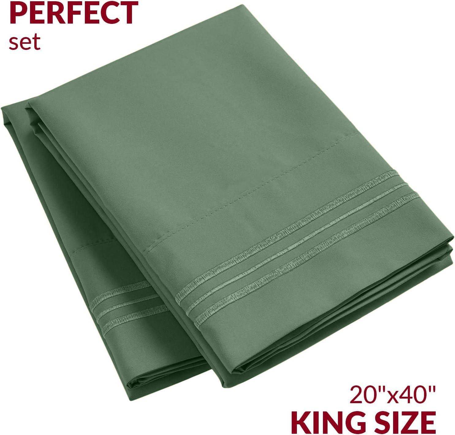 Mellanni Brushed Microfiber Pillowcase Set of 2, King, Sage