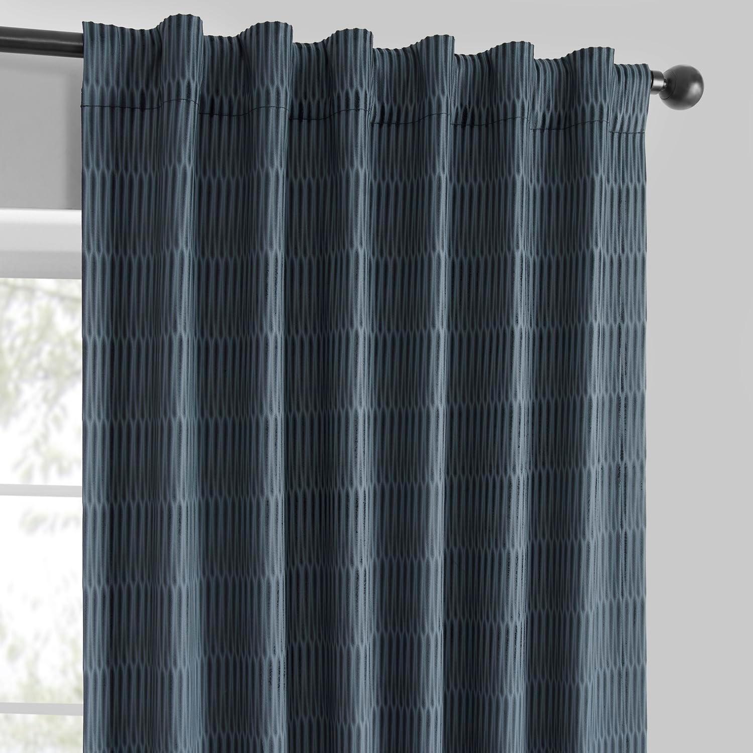 Deep Blue Velvet Room-Darkening Ground Length Drapes