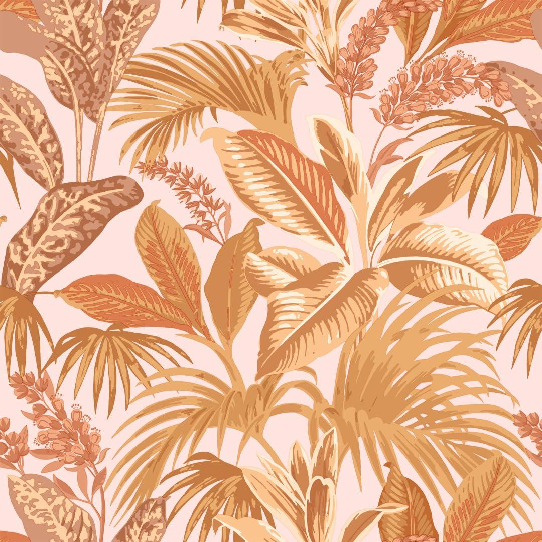 Tempaper & Co.® Havana Palm Removable Peel and Stick Wallpaper, Terracotta Sun, 28 sq. ft.: Vinyl Botanical Leaf Design