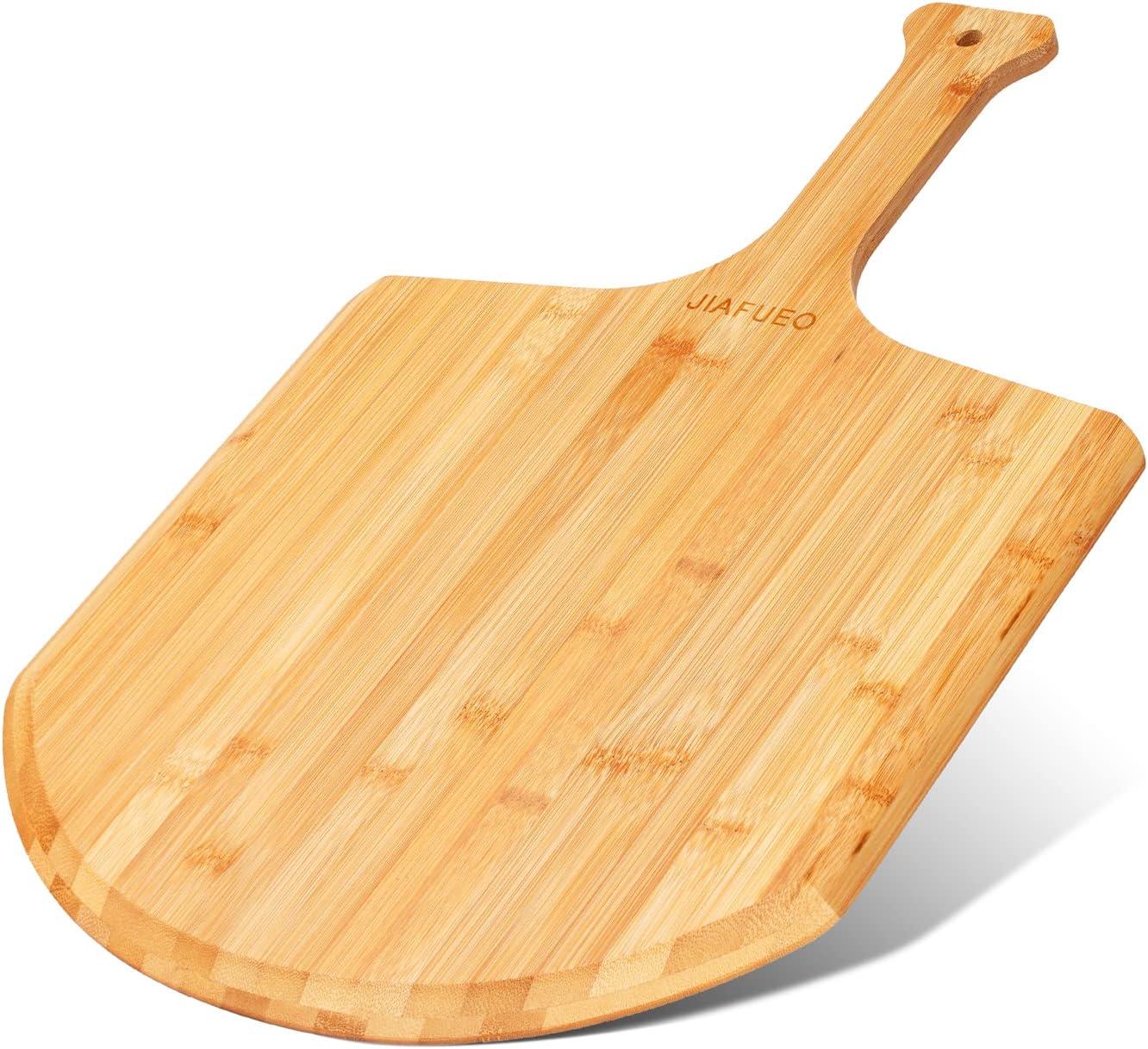 EDGAR'S FURNITURE MANUFACTURING INC Bamboo Pizza Peel, Large Wooden Pizza Spatula Paddle Pizza Cutting Board With Comfy Handle For Home Pizzeria Bakery Baking Pizza Bread Cutting Fruit,(Wood Color)