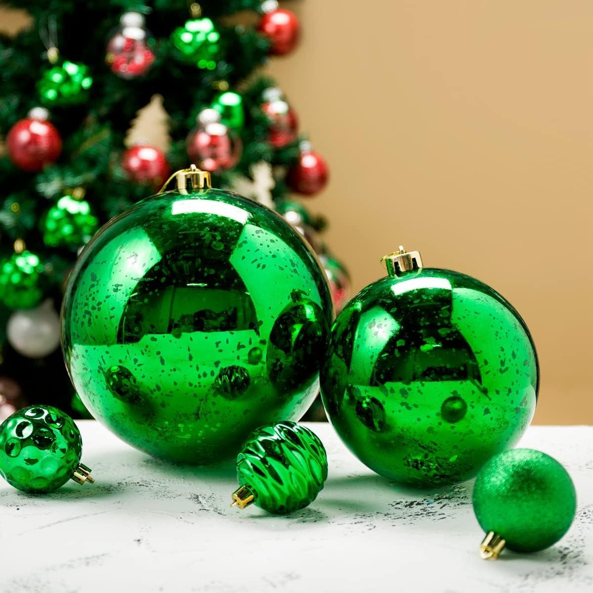 XmasExp 4in Large Christmas Ornaments Christmas Ball Ornaments Giant Tree Decoration Shatterproof Decorative Hanging Balls for Holiday Party Decor (Silver,4pcs)