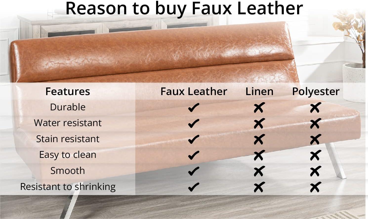 Modern Futon Sofa Bed - Compact Design for Small Spaces - Convertible Futon with Linen Fabric for Premium Comfort - Ideal Guest Couch - Stylish & Durable, Supports up to 750 lbs. - Tangerine