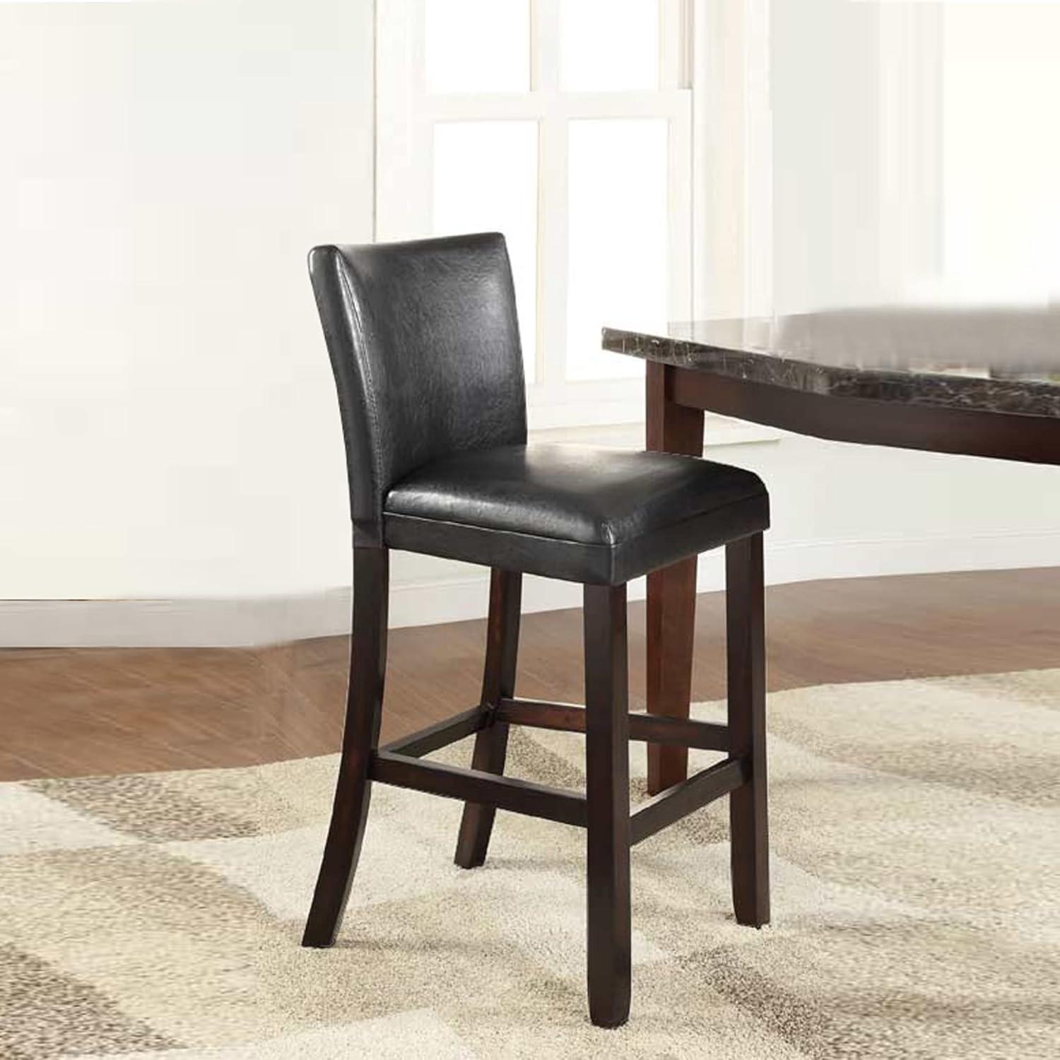 Coaster Upholstered Faux Leather Bar Stool in Black