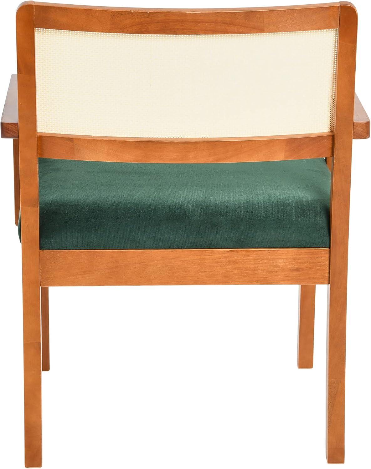 Dark Green Velvet Mid-Century Modern Accent Chair