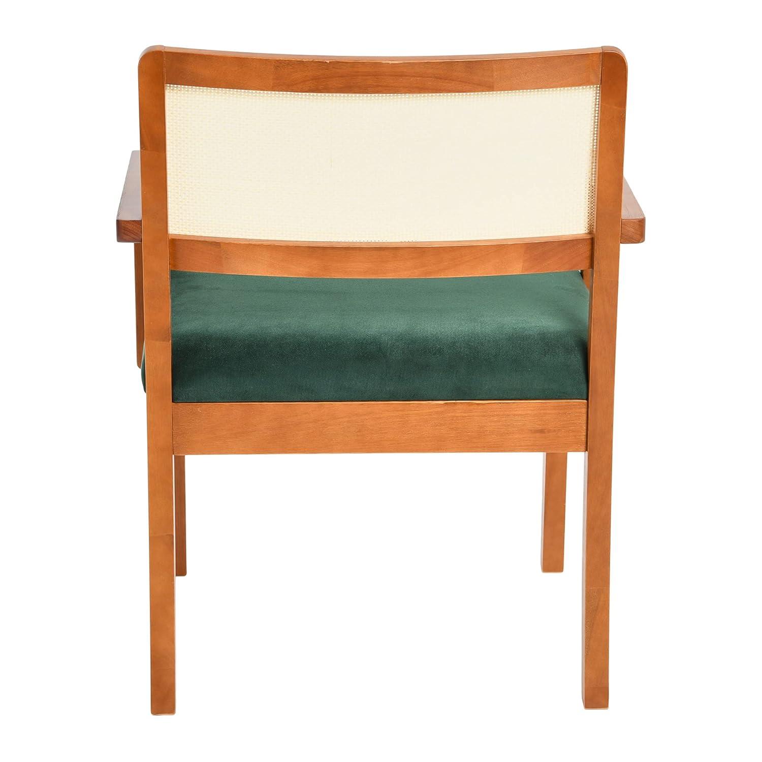 Dark Green Velvet Mid-Century Modern Accent Chair