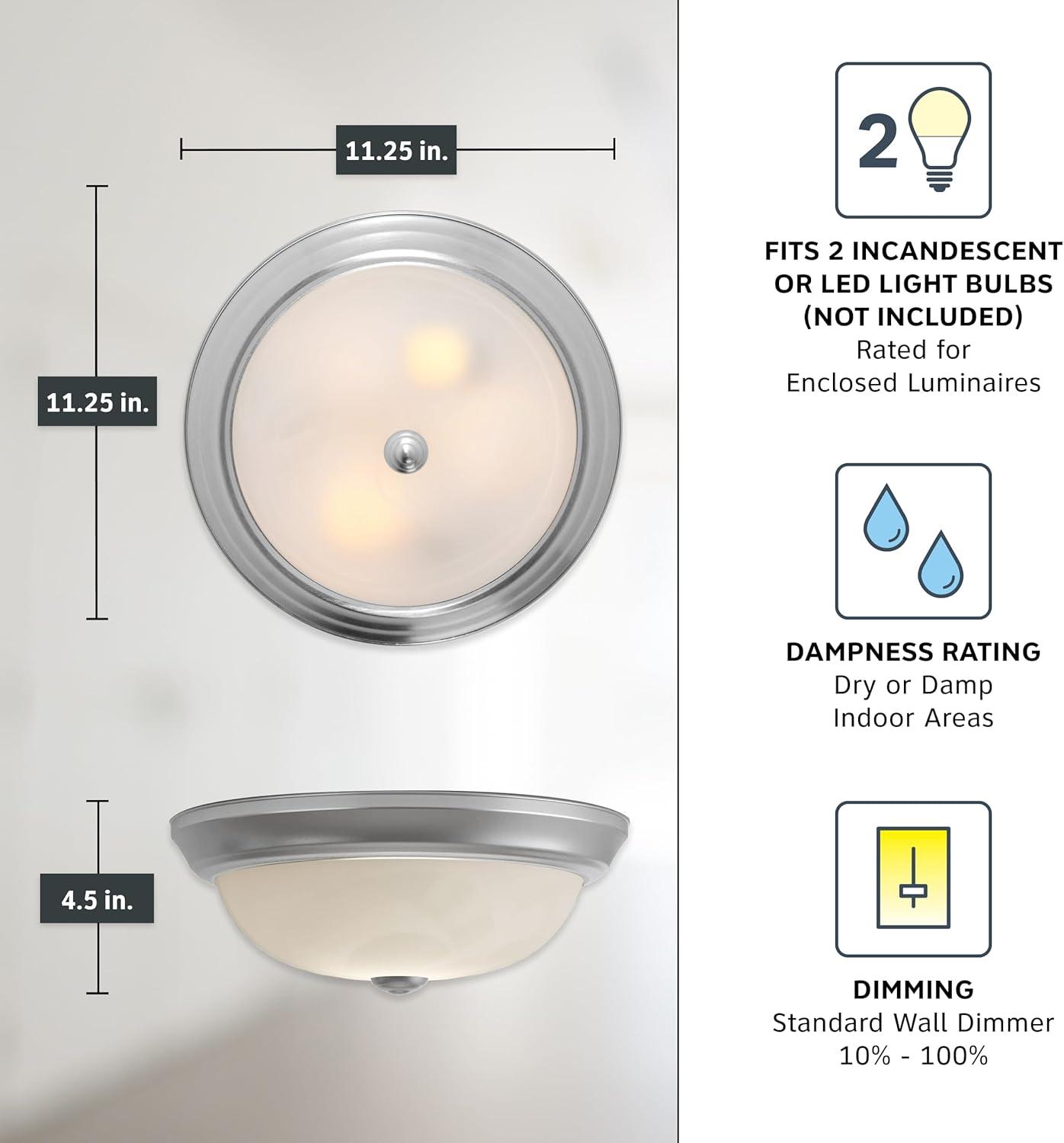 Designers Fountain 11 inch 2-Light Pewter Flush Mount Ceiling Light, 1257S-PW-AL
