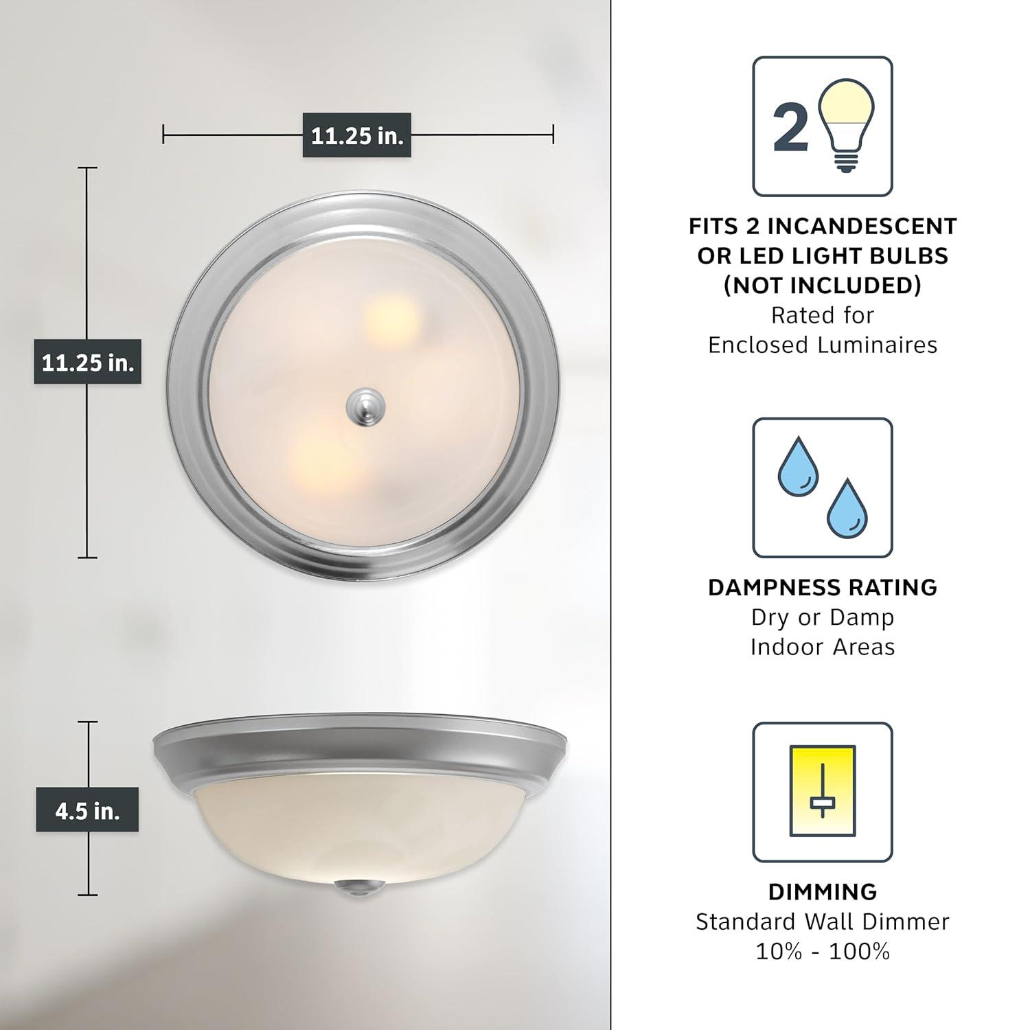 Designers Fountain 11 inch 2-Light Pewter Flush Mount Ceiling Light, 1257S-PW-AL