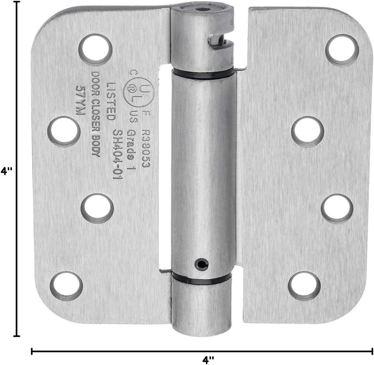 4'' Satin Nickel Adjustable Spring Door Hinges with 5/8'' Radius