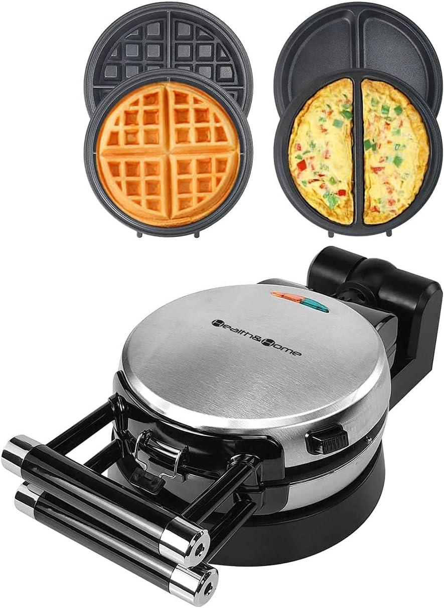 360 Rotating Stainless Steel Belgian Waffle and Omelet Maker