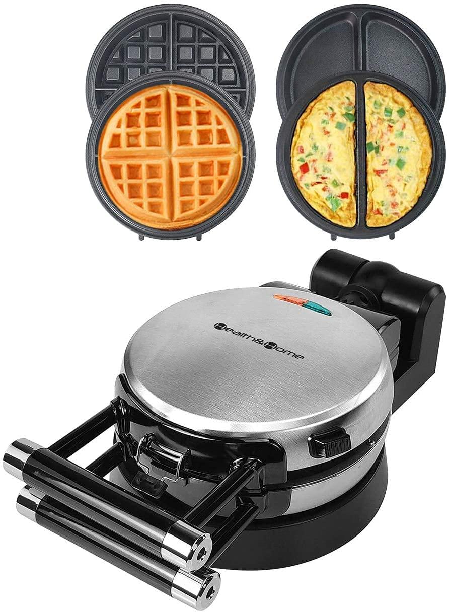 360 Rotating Stainless Steel Belgian Waffle and Omelet Maker