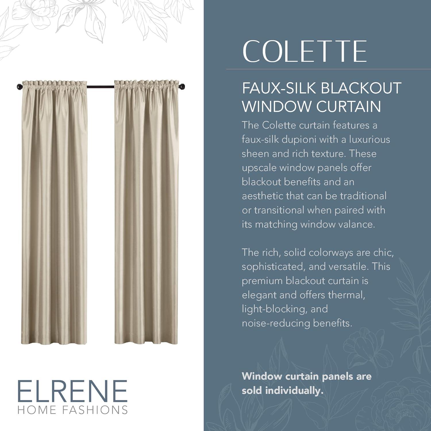 Elrene Colette Faux Silk Blackout Single Window Curtain Panel - Elrene Home Fashions