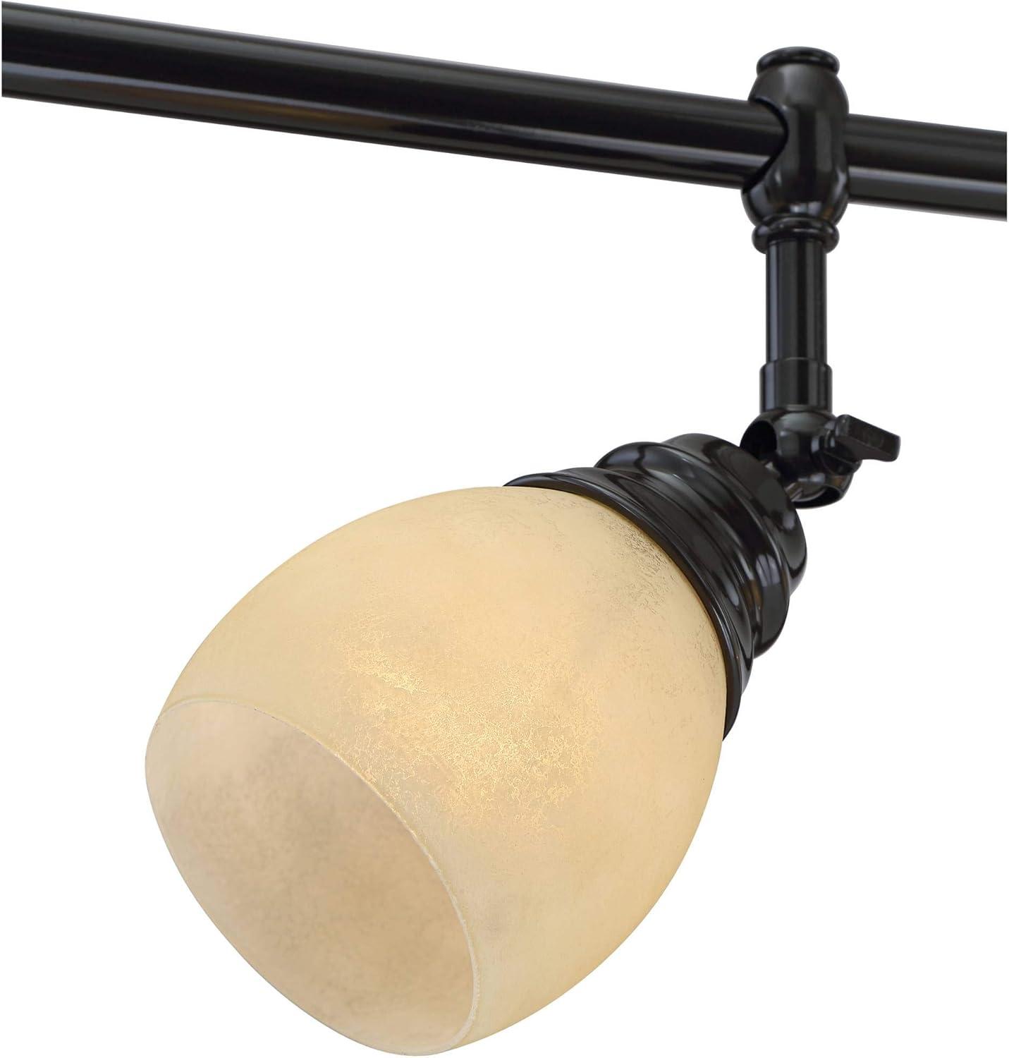 Pro Track Elm Park 6-Head Ceiling Track Light Fixture Kit Spot Light Directional Brown Bronze Finish Amber Glass Western Kitchen Bathroom 57 1/2" Wide