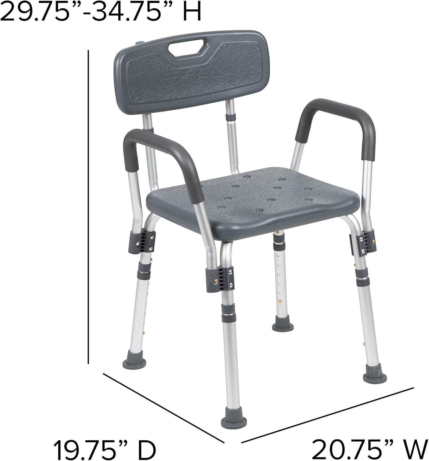 Jane Aluminum Height Adjustable Bath and Shower Chair by Flash Furniture