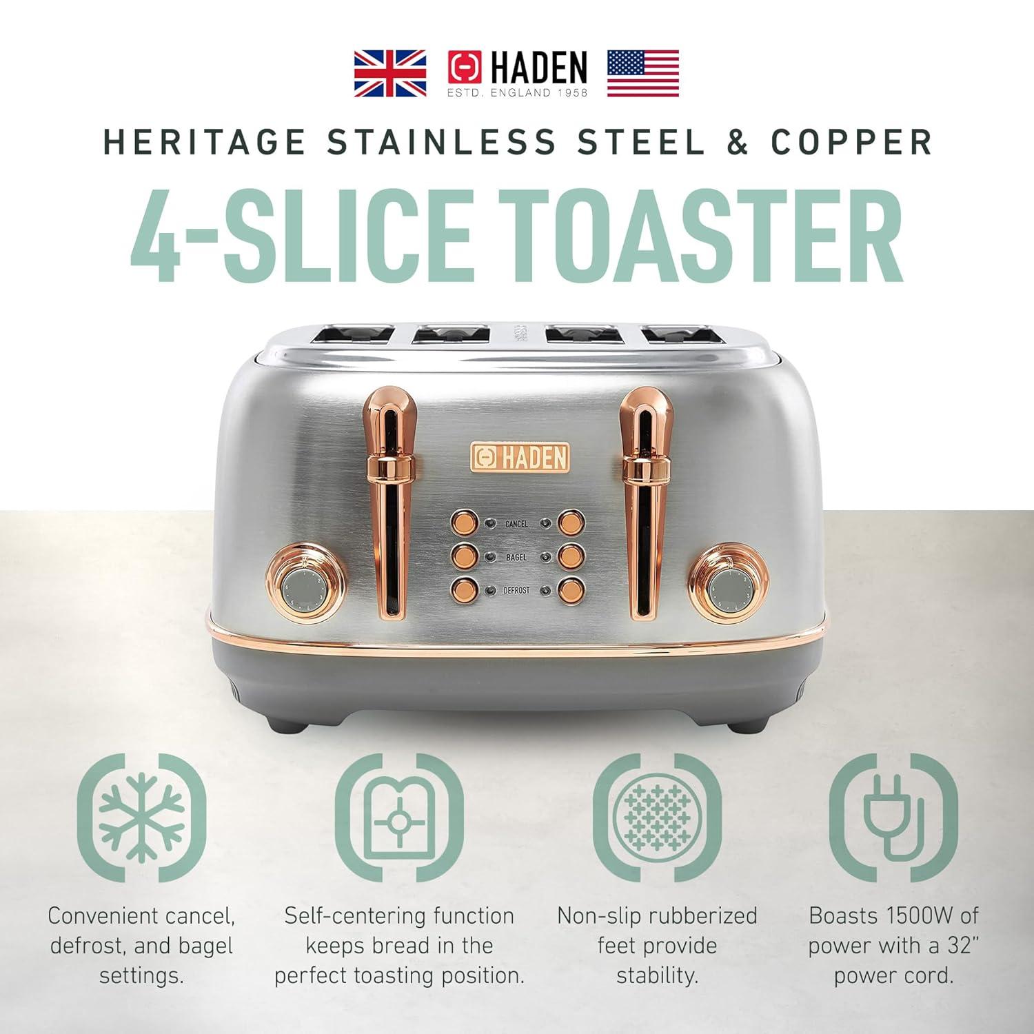 HADEN Heritage 4-Slice Wide Slot Toaster