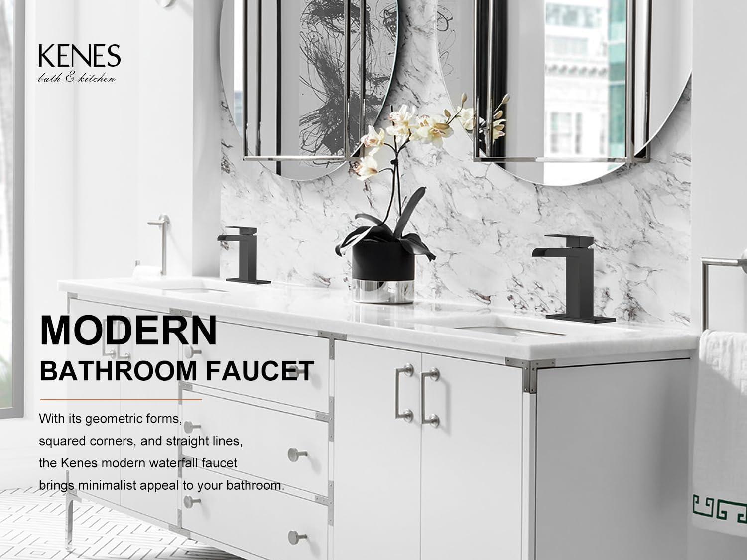 Matte Black Stainless Steel Tall Waterfall Bathroom Faucet