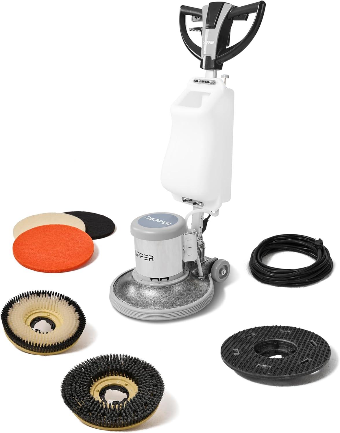 17" Heavy-Duty Gray Multi-Surface Floor Buffer Polisher with Solution Tank