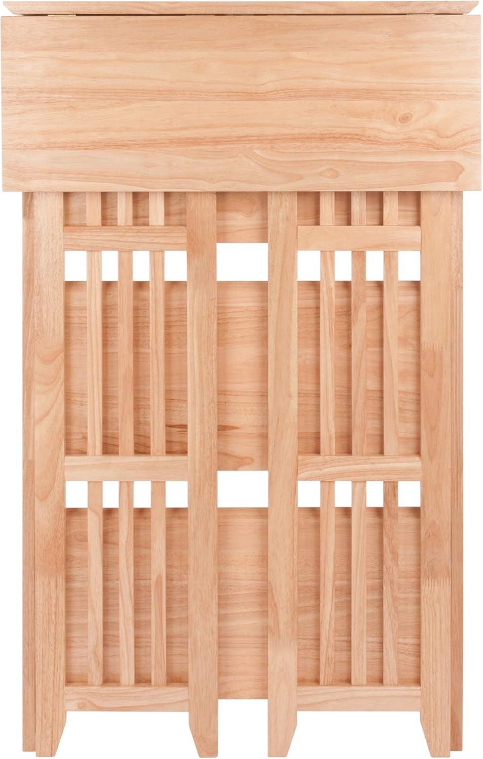 42" 4 Tier Foldable Bookshelf Natural - Winsome: Beech Wood, Slatted-Side, Home Office Storage