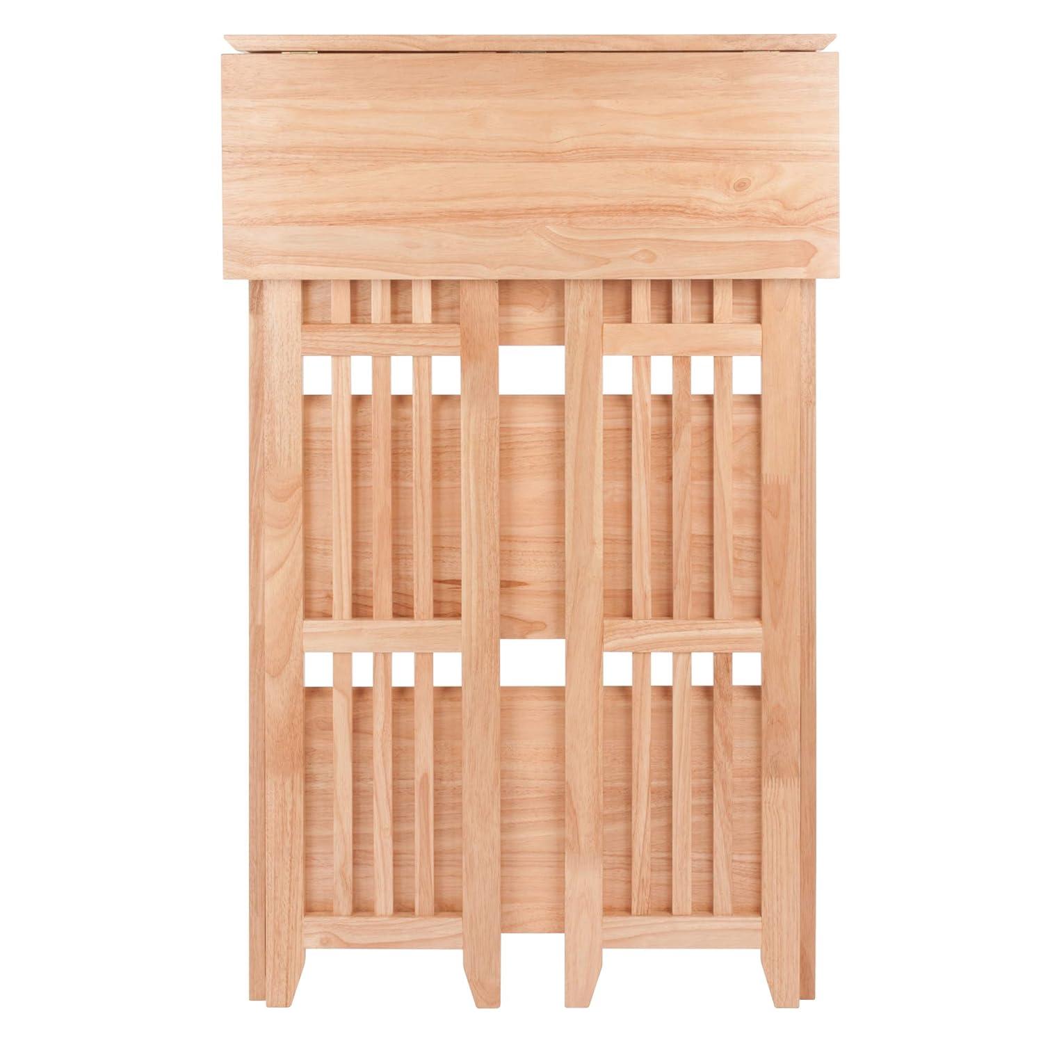 42" 4 Tier Foldable Bookshelf Natural - Winsome: Beech Wood, Slatted-Side, Home Office Storage
