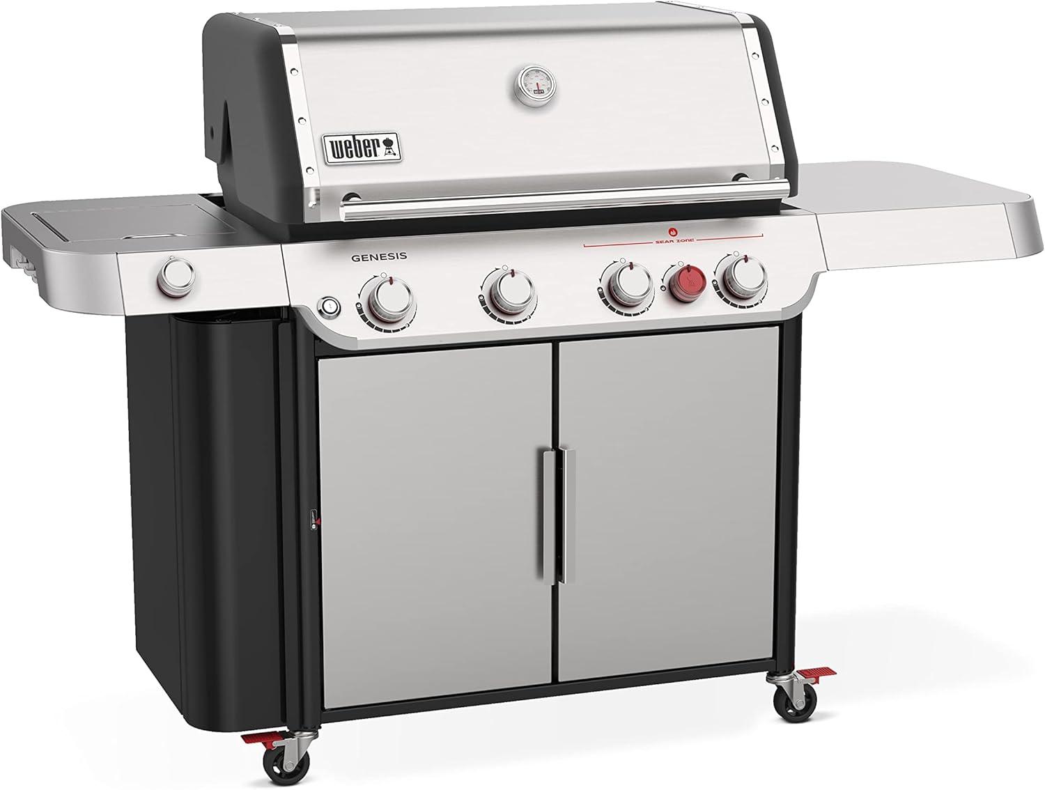 Weber GENESIS S-435 Propane Gas Grill with Sear Burner & Side Burner - Stainless Steel