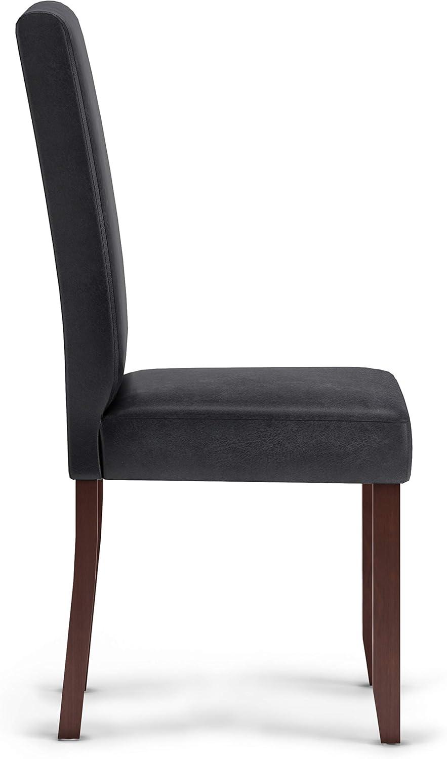 Distressed Black Faux Leather Upholstered Parsons Side Chair