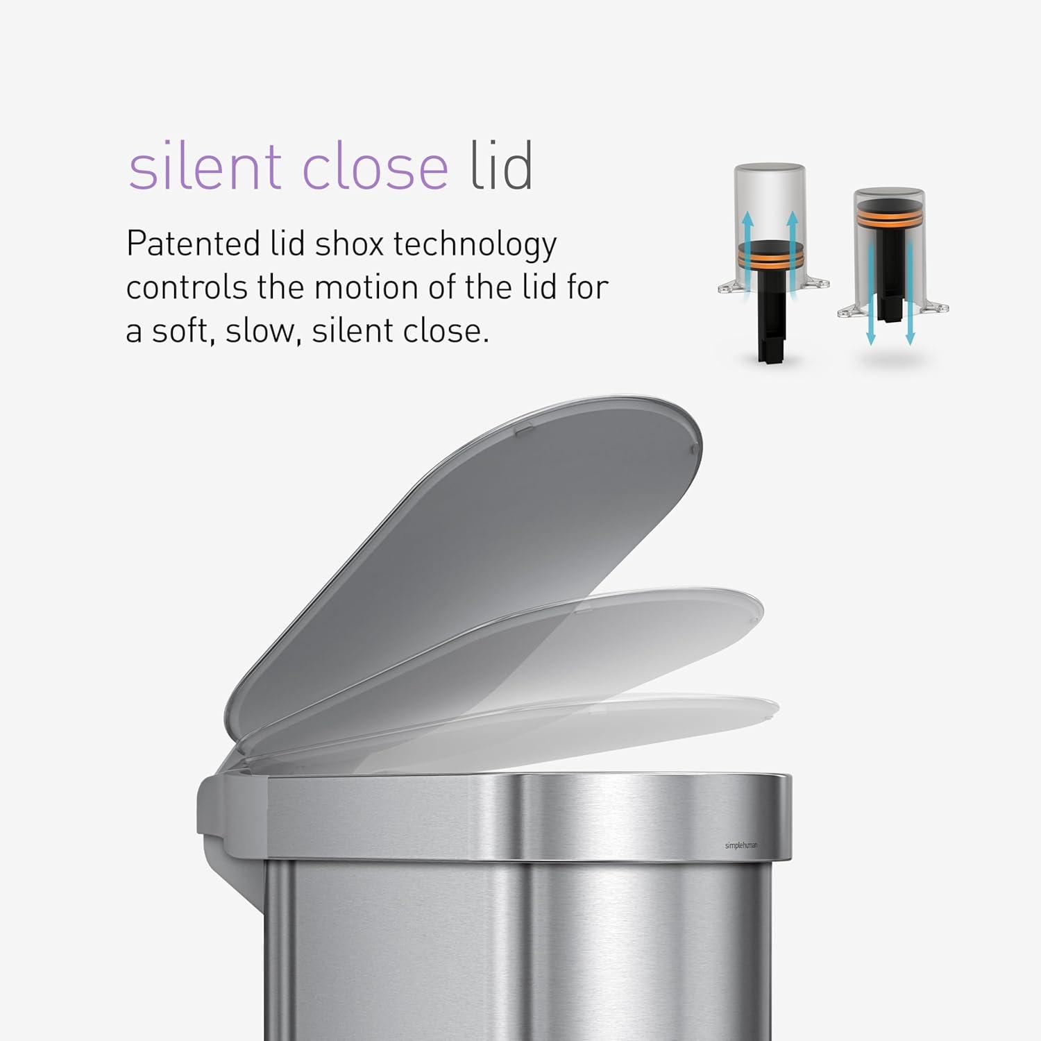 simplehuman simplehuman 45 Liter / 12 Gallon Slim Hands-Free Kitchen Step Trash Can, Stainless Steel