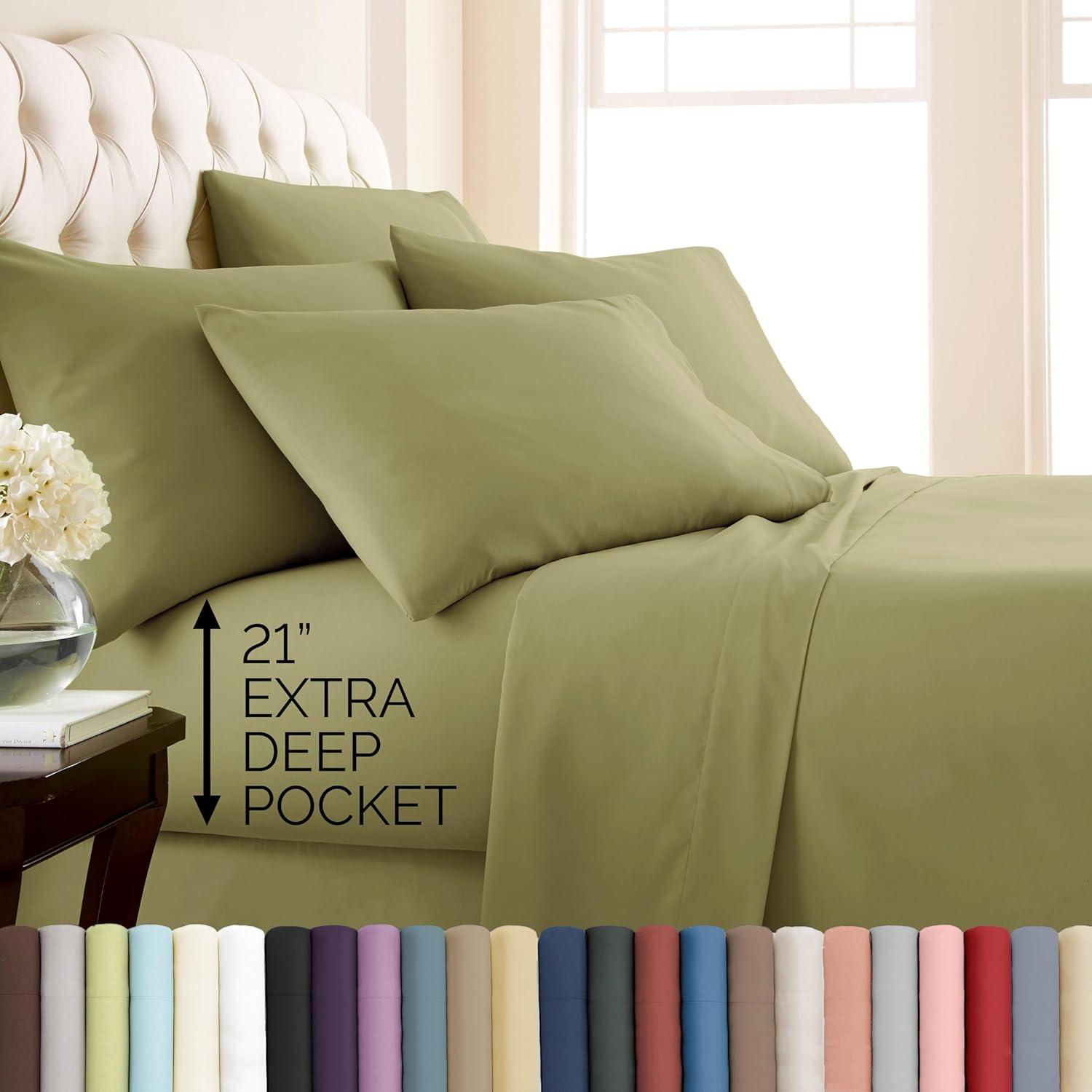 Sage Green Microfiber California King Deep Pocket Sheet Set