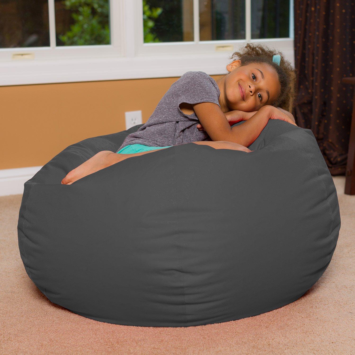 Posh Creations Bean Bag Chair, Kids, 3 ft, Heather Gray